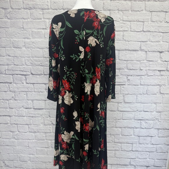 Old Navy Womens Black Floral Print 3/4 Sleeve Dress Size L Tall - Picture 3 of 7